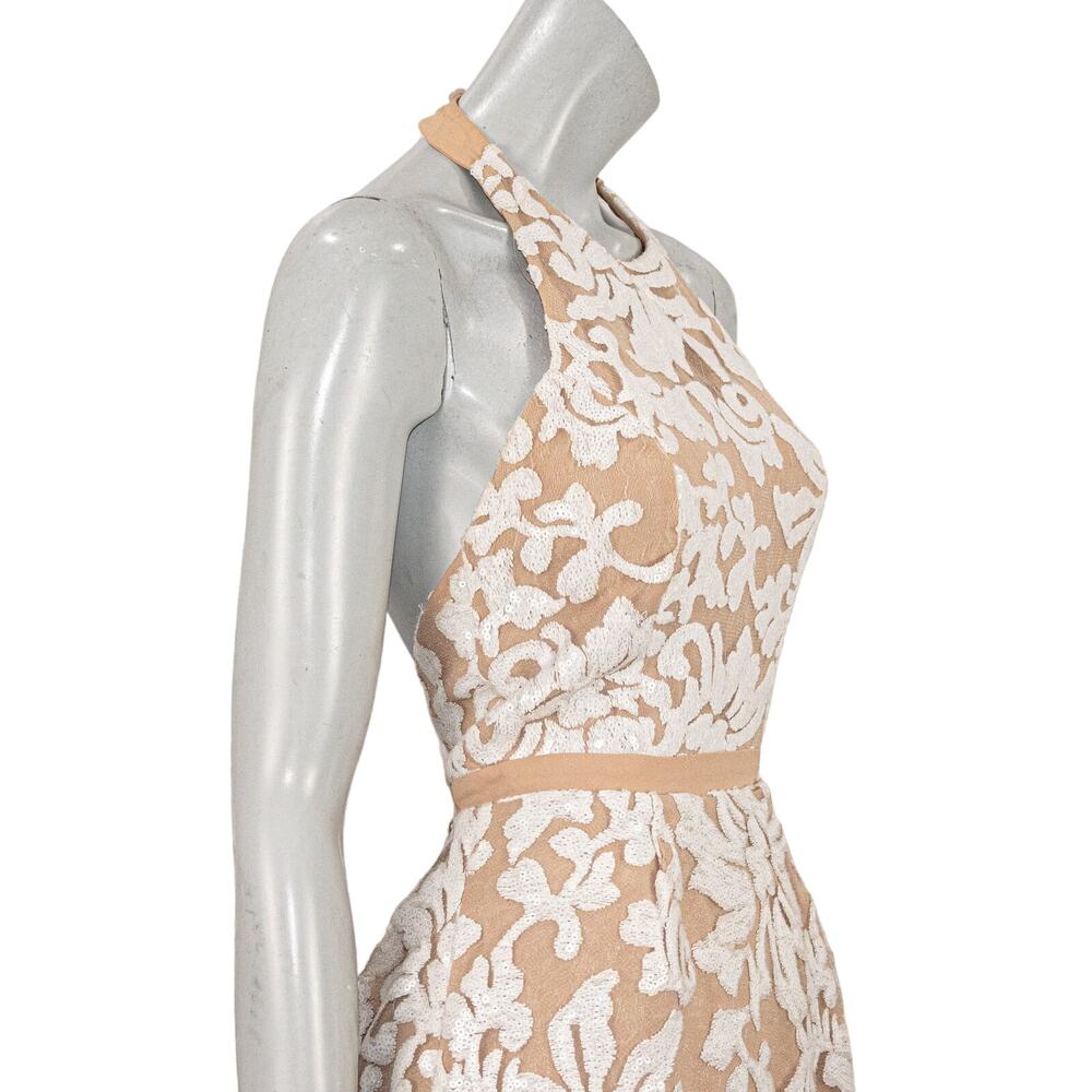 Dress The Population Women's Sequin Floral Mesh Halter Dress sz Small - Picture 10 of 15